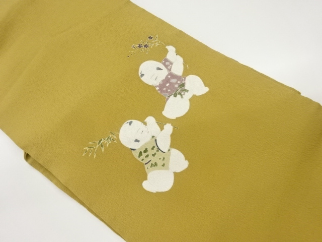 JAPANESE NAGOYA OBI / CHIRIMEN / HAND PAINTED / CHILDREN